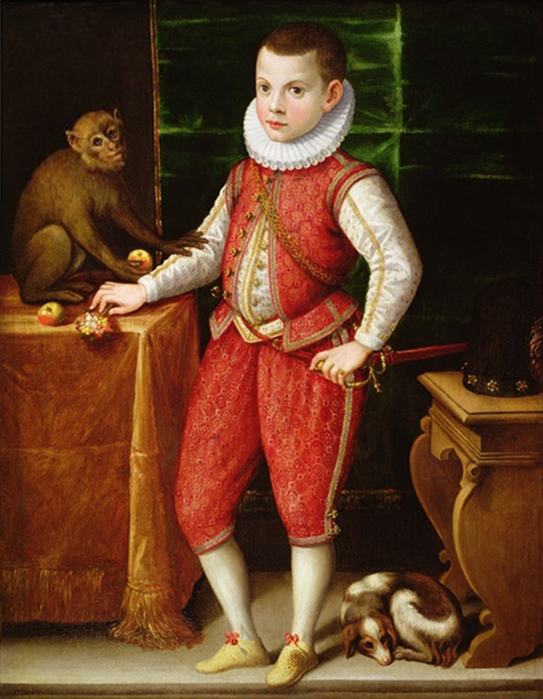 Portrait of a Young Nobleman with a Monkey and a Dog (c