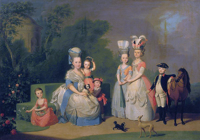 Anton Wilhelm Tischbein (1730-1804) Portrait of Princess Caroline Wilhelmina of Orange-Nassau (1743-1787), wife of Carl Christiaan of Nassau-Weilburg and her six children when they were still alive