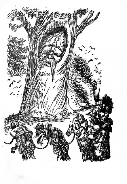 А Богатир все спить, все незрячими очима з дупла прямо на сонце дивиться так перекатістие хропіння кругом на сто верст Пуща