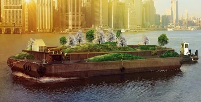 Амбіційний проект - зелена баржа «Swale» з садами, городами і лісами запущений в квітні цього року в Нью-Йорку