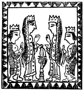 Присутність символу Матері Миру в осередді всієї композиції являє Її як вища істота, але не вказує на неї прямо