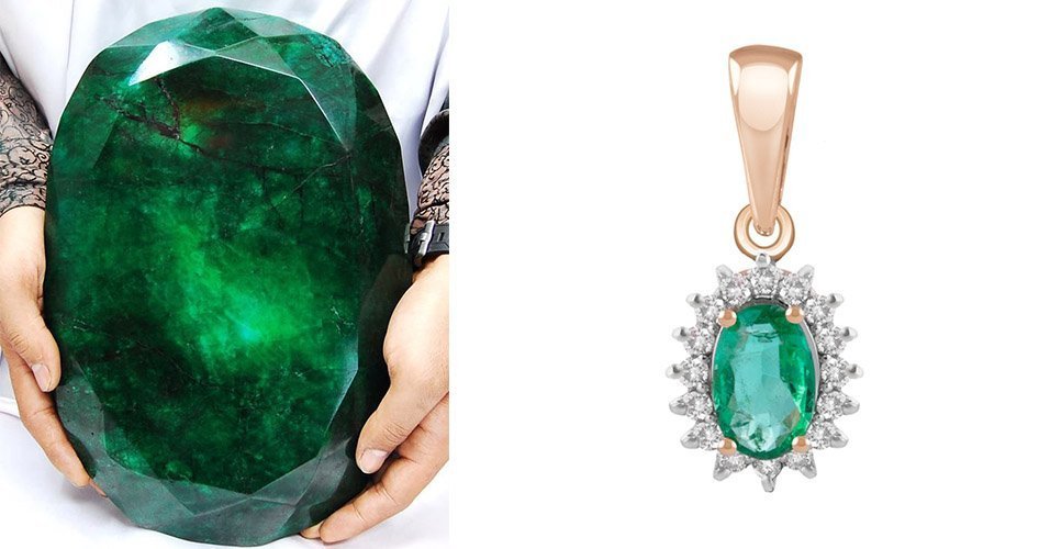 Золотий кулон з смарагдом