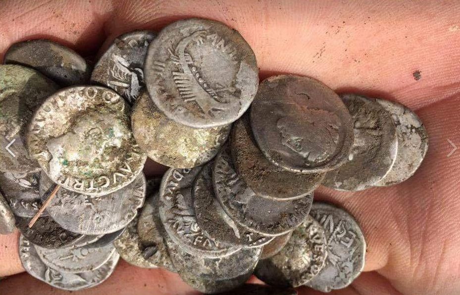 35-летний Майк Смейл обнаружил запас 600 редких динариев на фермерском поле в Бридпорте, охотясь со своими друзьями из клуба «Южные детективы»