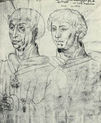 Герцог Філіп Добрий з єдиним законним сином Карлом (ескіз з портрета Рогира ван дер Вейдена)