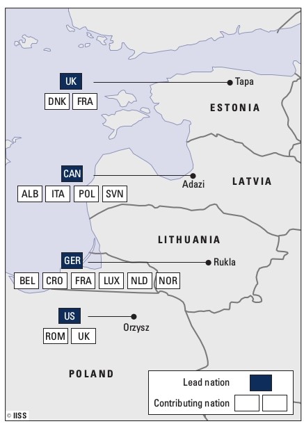 Довідка: склад міжнародних угруповань НАТО в країнах Балтії