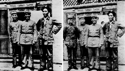 На фотографії нижче Мао Цзедун (перший праворуч) велів прибрати зі знімка За Ку (перший зліва) після того, як той потрапив в немилість Великому Керманичу (1936)