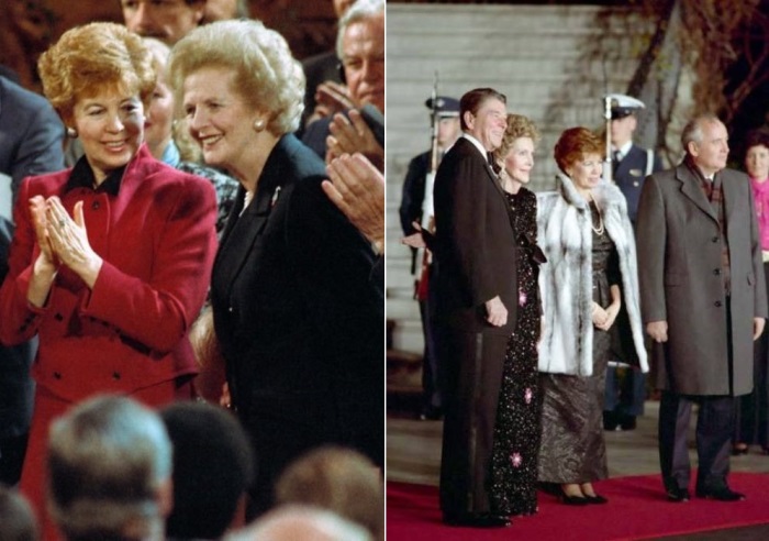 Подружжя Горбачови і Маргарет Тетчер, 1989   Зліва - Раїса Горбачова і Маргарет Тетчер, 1989