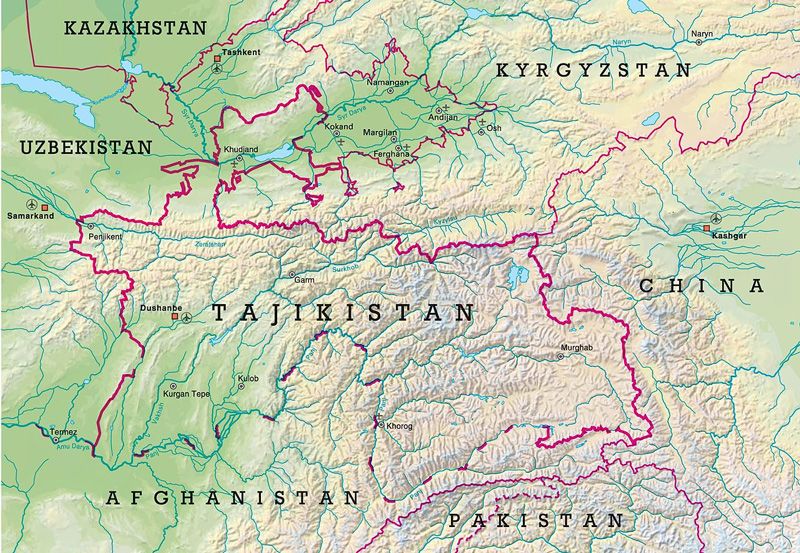 Сусіди Таджикистану - Китай, Афганістан, Пакистан, Узбекистан і Киргизстан