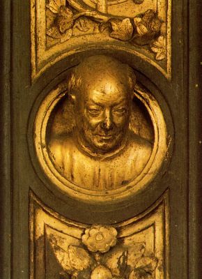 Ворота раю, Барельєф голови Лоренцо Гіберті, 1425г