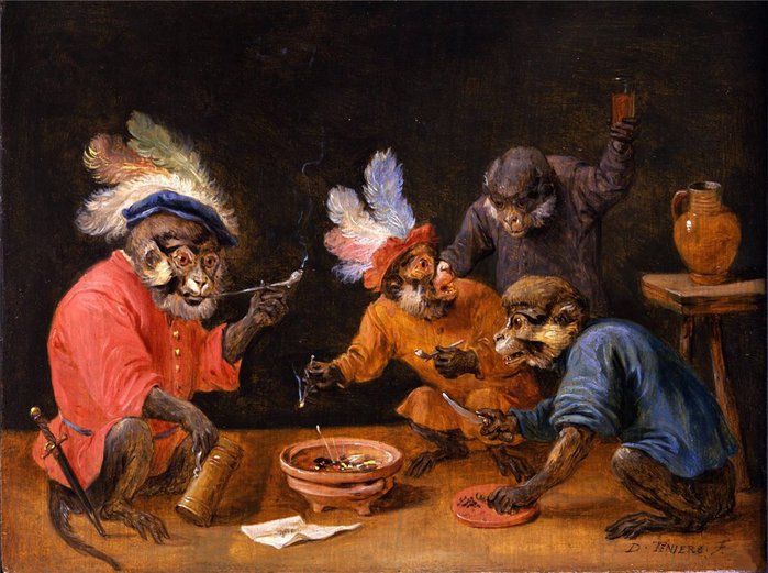 Давид Тенірс Молодший (1610, Антверпен - 1690, Брюссель) Guardroom with Monkeys