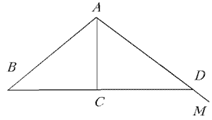 Щоб определ іть ширину яру ВС, аль-Біруні пропонує побудувати два прямокутних трикутника АВС і ACD із загальною стороною АС
