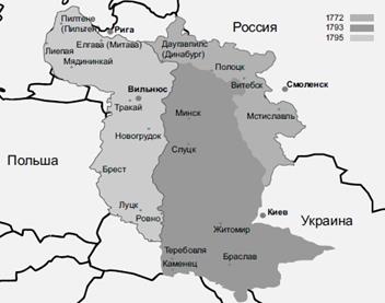 Основна частина Литви, Західна Білорусія і Західна Волинь були приєднані до Росії