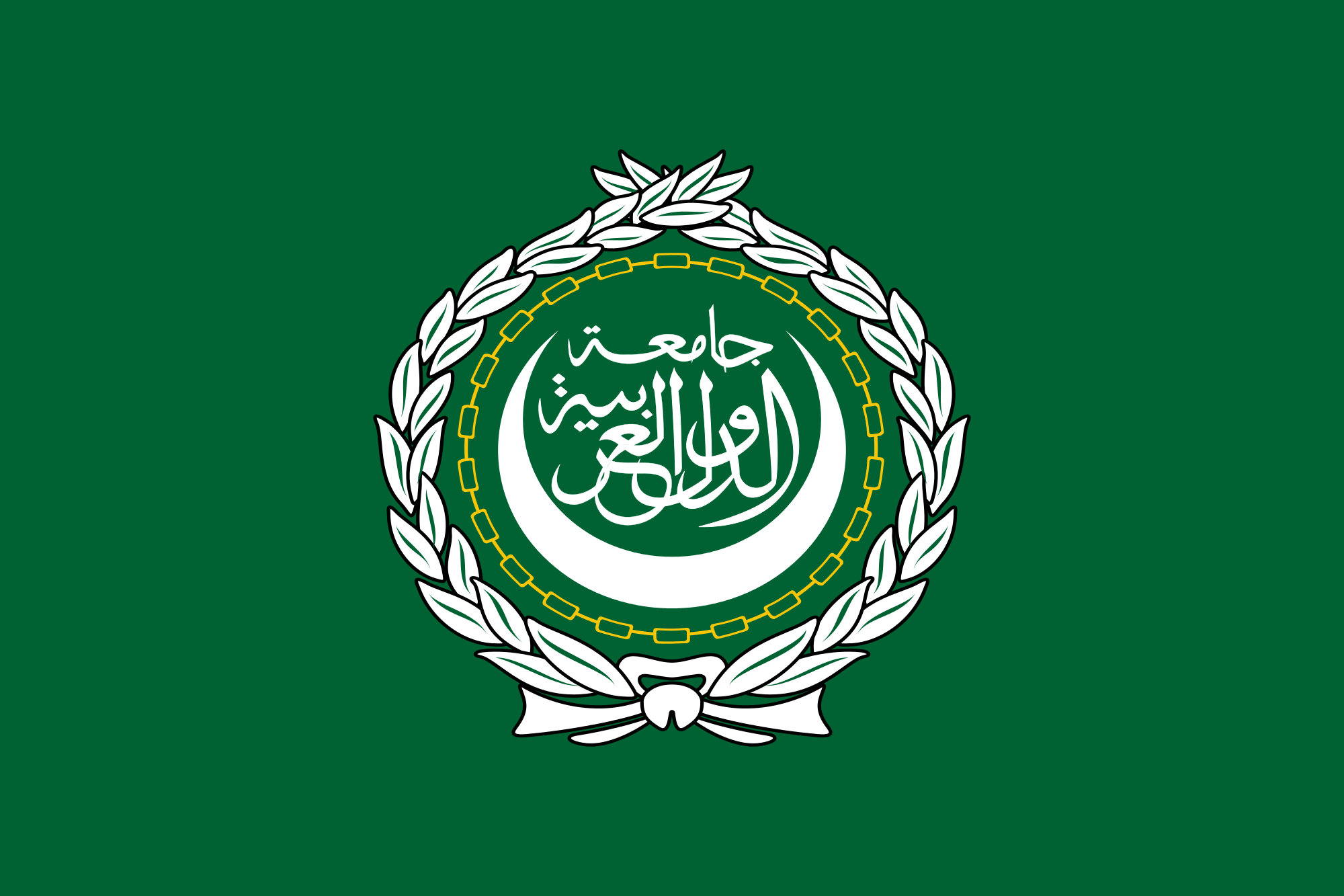Він представлений у вигляді зеленого полотнища, на тлі якого зображено двадцять ланок ланцюга, що символізує держав-учасників, арабською в'яззю і півмісяцем