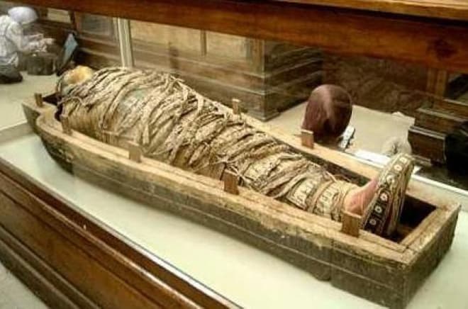 Нутрощі, які добуваються при бальзамуванні, поміщали в «Кнопа», герметичні судини, знайдені поруч з саркофагами