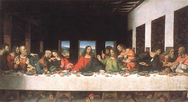 «Коли ж настав вечір, Він сів за стіл з дванадцятьма учнями;   і коли вони їли, сказав: Поправді кажу вам, що один із вас видасть Мене