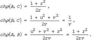 для обчислення неевклидова відстані між точками z і w в H2, отримуємо, що